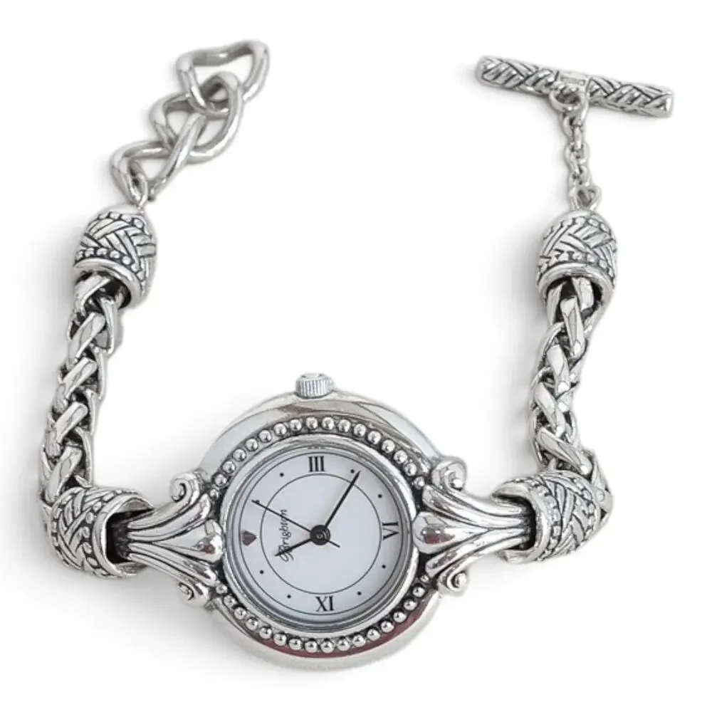 Brighton Calgary Watch Silver Braided Chain Toggle Clasp Round Face Retired